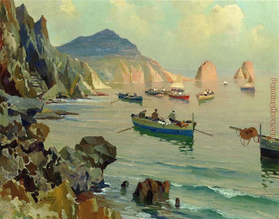 Boats in a Rocky Cove painting - Edward Henry Potthast Boats in a Rocky Cove art painting